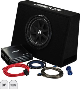 Kicker-10-Subwoofer-in-Slim-Enclosure-Plus-Amplifier-Wiring-Kit on sale