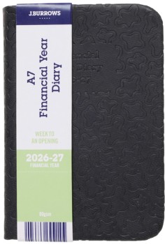 JBurrows-A7-Week-to-view-FY2627-Embossed-Diary-Black on sale