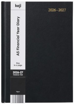 Keji-A5-Day-to-Page-FY2627-Diary-Black on sale
