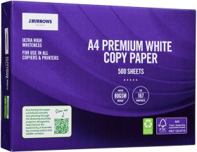 JBurrows-80gsm-Premium-A4-Copy-Paper-500-Sheet-Ream on sale
