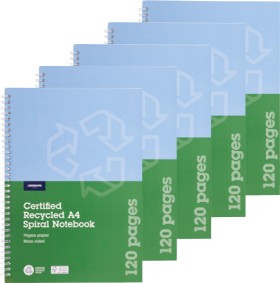JBurrows-A4-Spiral-Notebook-200-Page-5-Pack on sale