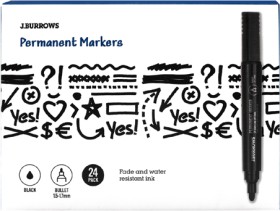 J.Burrows+Permanent+Markers+Bullet+Black+24+Pack