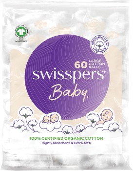 Swisspers-Baby-Organic-Cotton-Wool-Balls-60-Pack on sale
