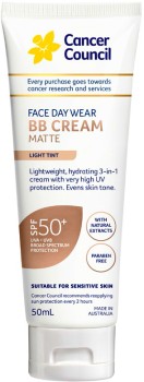 Cancer-Council-Face-Day-Wear-BB-Cream-Matte-SPF-50-Light-Tint-50mL on sale