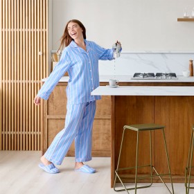 Henri-Stripe-Flannelette-Pyjamas-Blue on sale