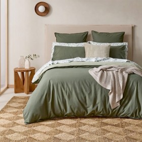 Lusso+Reversible+Brushed+Cotton+Quilt+Cover+-+Moss+Green