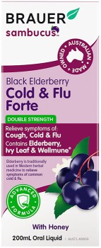 Brauer-Sambucus-Black-Elderberry-Cold-Flu-Forte-for-Adults-200ml on sale