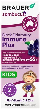 Brauer-Sambucus-Black-Elderberry-Kids-Immune-Plus-100ml on sale