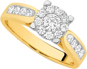 9ct-Gold-Diamond-Cluster-Ring on sale