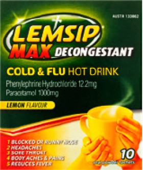Lemsip-Max-Decongestant-Cold-Flu-Hot-Drink-Lemon-Flavour-10-Sachets on sale