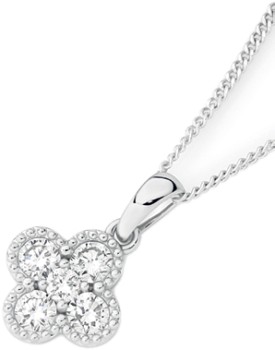 Alora+9ct+White+Gold+Lab+Grown+Diamond+Clover+Pendant