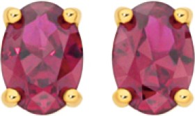 9ct-Gold-Created-Ruby-Oval-Stud-Earrings on sale
