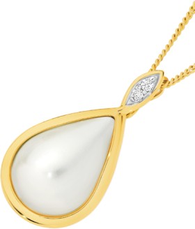9ct-Gold-Cultured-Mabe-Pearl-Diamond-Enhancer-Pendant on sale