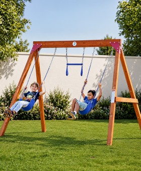 Play-Ridge-Deluxe-Wooden-Swing-Set on sale