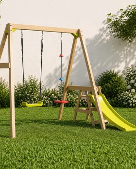 Backyard-Blitz-Wooden-Swing-Set-with-Slide on sale
