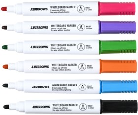 JBurrows-Whiteboard-Markers-Bullet-Assorted-6-Pack on sale