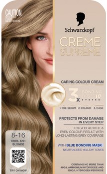 NEW-Schwarzkopf-Creme-Supreme-Cool-Ash-Blonde-Hair-Dye-8-16-Permanent-245mL on sale