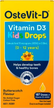 OsteVit-D+Vitamin+D3+Kids+Drops+Oral+Liquid+Butterscotch+Flavour+15mL