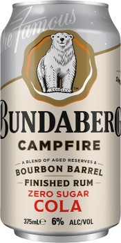 Bundaberg-Campfire-Bourbon-Barrel-Finished-Rum-Zero-Sugar-Cola-Cans-375mL on sale
