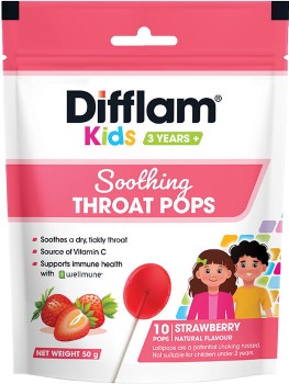 Difflam-Kids-Soothing-Throat-Pops-Strawberry-10-Pack on sale