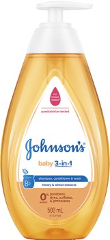 Johnsons-Baby-3-in-1-Shampoo-Conditioner-Wash-500mL on sale