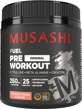 Musashi-Pre-Workout-Tropical-Punch-Flavour-225g on sale