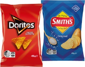 Doritos-Corn-Chips-Smiths-Crinkle-Cut-Chips-45g-Selected-Varieties on sale