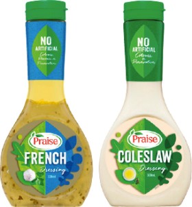 Praise-Dressing-330mL-Selected-Varieties on sale
