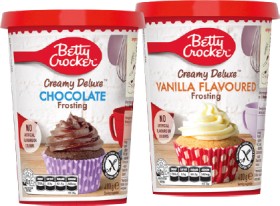Betty-Crocker-Creamy-Deluxe-Frosting-400g-or-Devils-Food-Cake-Mix-Gluten-Free-540g-Selected-Varieties on sale
