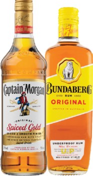 Captain+Morgan+Spiced+Gold+or+Bundaberg+Original+Rum+700mL