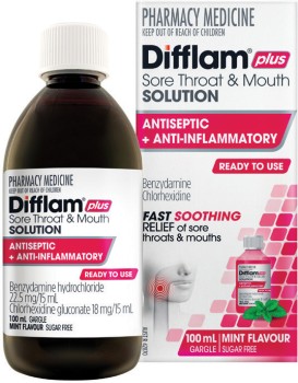 Difflam-Sore-Throat-Mouth-Solution-Antiseptic-Anti-Inflammatory-Mint-Flavour-100mL on sale