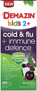 Demazin-Kids-2-Years-Cold-Flu-Immune-Defence-Natural-Berry-Flavour-200mL-Oral-Liquid on sale