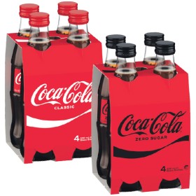 Coca-Cola+Classic+or+Zero+Sugar+Soft+Drink+Glass+Bottles+4+x+330ml