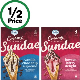 Bulla+Sundae+Cones+580ml+Pk+4