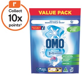 OMO-Active-Clean-Laundry-Liquid-Capsules-Pk-50 on sale