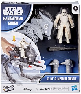 Star+Wars+Action+Verse+the+Mandalorian+and+Grogu+AT-RT+and+Imperial+Driver+Playset