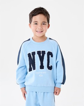 Oversized+Print+Panel+Crew+Neck+Sweatshirt