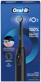 Oral-B-iO2-Clean-Gentle-Rechargeable-Toothbrush-Black-1-Each on sale