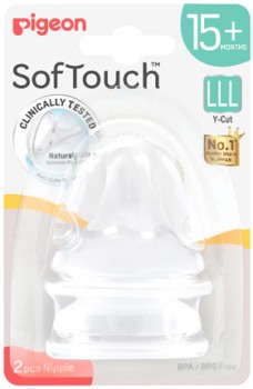 NEW-Pigeon-SofTouch-Nipple-LLL-15-Months-2-Pieces on sale