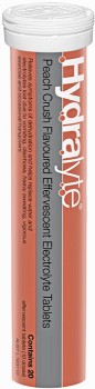Hydralyte+Peach+Crush+Flavoured+Electrolyte+20+Effervescent+Tablets