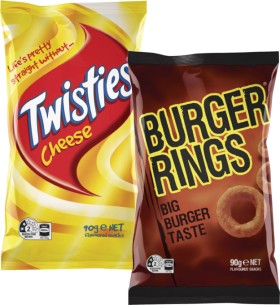 Twisties-Burger-Rings-or-Cheetos-80g-90g on sale
