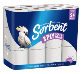 Sorbent+3+Ply+Soft+%26amp%3B+Strong+Toilet+Tissue+24+Pack