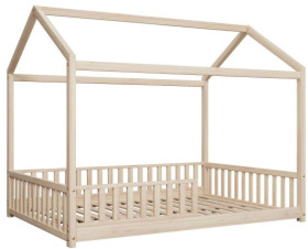Oikiture-Kids-House-Wooden-Bed-Frame-in-Natural-Double on sale