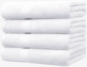 Linenova-1370mm-x-680mm-Cotton-Bath-Towels-in-White-Pack-of-4 on sale