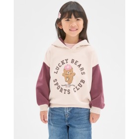 Australian-Cotton-Blend-Fashion-Hoodie-Lucky-Bear-BurgundyCream on sale