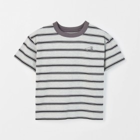 Australian-Cotton-Oversized-Embroidered-Stripe-T-Shirt-Grey-Marle on sale