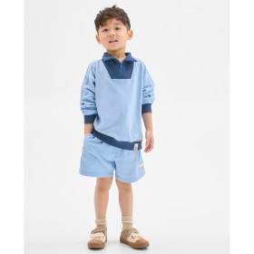 Australian-Cotton-14-Zip-Jumper-Shorts-2-Piece-Set-Washed-Blue on sale