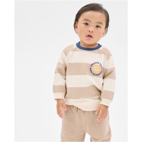 Baby+Organic+Cotton+Jumper+%26amp%3B+Pants+2+Piece+Set+-+Stripe+Taupe