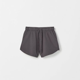 Australian+Cotton+Blend+Curved+Hem+Fleece+Shorts+-+Phantom+Charcoal