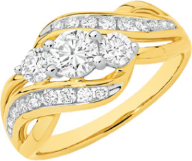 Alora+9ct+Two+Tone+Gold+Lab+Grown+Diamond+Trilogy+Offset+Ring